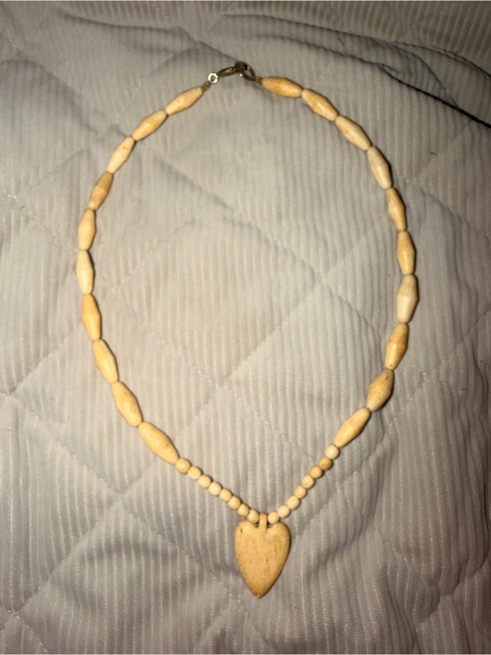 Natural Cream Heart Pendant Beaded Necklace